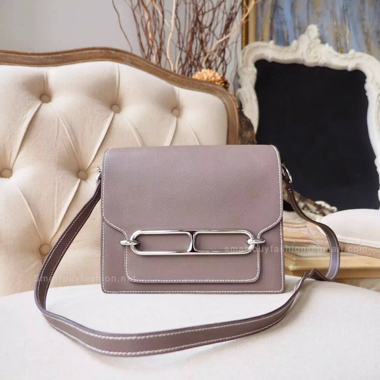 Hermes Roulis 23 Bag in ck18 Etoupe Swift PHW